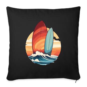 Planche de surf - Housse de coussin décorative 45 x 45 cm - noir - Devant