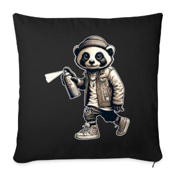 Panda Graffiti Bombe aérosol Street Art - Housse de coussin décorative 45 x 45 cm - noir - Devant