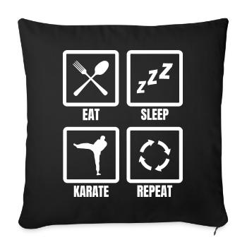 Eat Sleep Karate Repeat - Sofa pillowcase 17,3'' x 17,3'' (45 x 45 cm) - black - Front