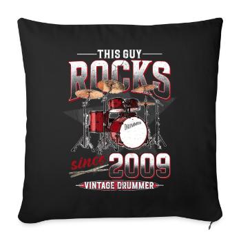 2009 Vintage Drum Drummer Anniversaire - Housse de coussin décorative 45 x 45 cm - noir - Devant