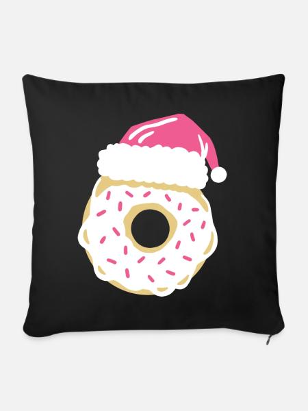 Donut Weihnachtsmütze - Sofakissenbezug 45 x 45 cm - Schwarz