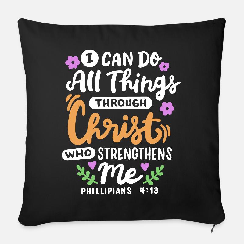Christlich Glaube Bibelvers - Sofakissenbezug 45 x 45 cm - Schwarz