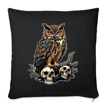 Owl sitting on sculls - Sofa pillowcase 17,3'' x 17,3'' (45 x 45 cm) - black - Front