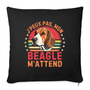 Chien de race beagle - Housse de coussin décorative 45 x 45 cm - noir - Devant