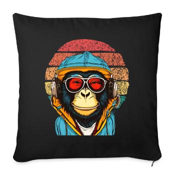 Chill Monkey Lunettes de soleil Chimpanzé détendu - Housse de coussin décorative 45 x 45 cm - noir - Devant