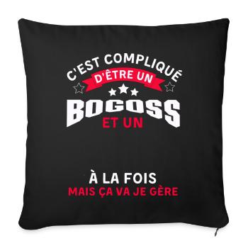 Pas facile d être un bogoss - Housse de coussin décorative 45 x 45 cm - noir - Devant