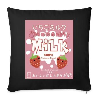 Lait de fraise japonais - Housse de coussin décorative 45 x 45 cm - noir - Devant