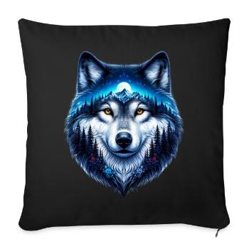 Wolf - Sofa pillowcase 17,3'' x 17,3'' (45 x 45 cm) - black - Front