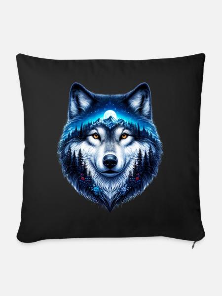 Wolf - Sofakissenbezug 45 x 45 cm - Schwarz