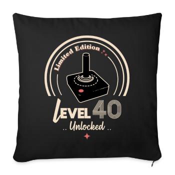 Design Gaming Level 40 Unlocked - Sofa pillowcase 17,3'' x 17,3'' (45 x 45 cm) - black - Front