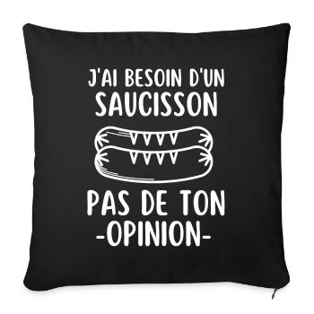 Humour saucisson - Housse de coussin décorative 45 x 45 cm - noir - Devant
