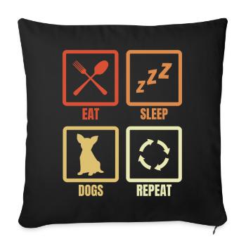 Daily routine for dog owners - Sofa pillowcase 17,3'' x 17,3'' (45 x 45 cm) - black - Front
