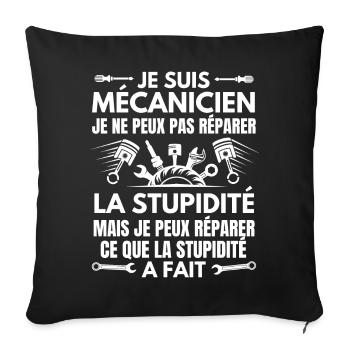 Humour mécanicien réparer - Housse de coussin décorative 45 x 45 cm - noir - Devant