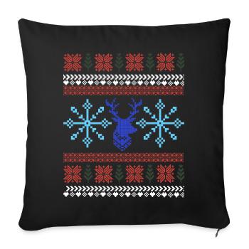 Pixel Weihnachtsmuster - Sofakissenbezug 45 x 45 cm - Schwarz - Vorne