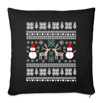 Rétro Noël Pixel - Housse de coussin décorative 45 x 45 cm - noir - Devant