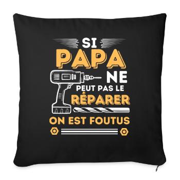 Papa meilleur réparateur bricoleur - Housse de coussin décorative 45 x 45 cm - noir - Devant