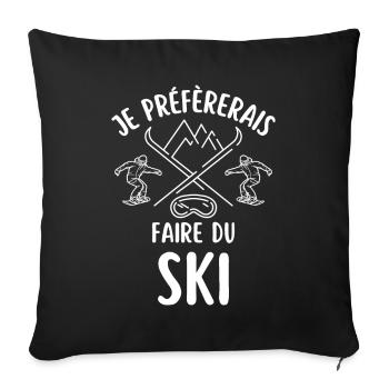 Sports d hiver faire du ski - Housse de coussin décorative 45 x 45 cm - noir - Devant