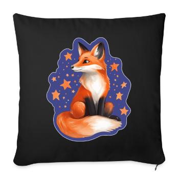 Fox and Stars - Sofa pillowcase 17,3'' x 17,3'' (45 x 45 cm) - black - Front