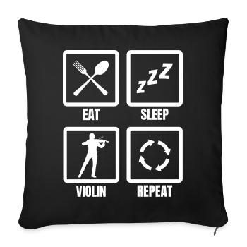 Eat Sleep Violin Repeat - Sofa pillowcase 17,3'' x 17,3'' (45 x 45 cm) - black - Front