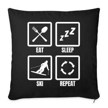 Manger Dormir Ski Répéter - Housse de coussin décorative 45 x 45 cm - noir - Devant