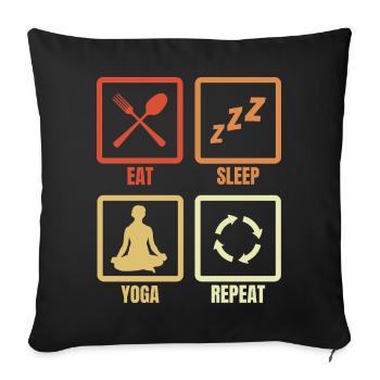 Manger dormir Yoga Répéter - Housse de coussin décorative 45 x 45 cm - noir - Devant