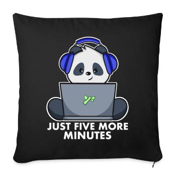 Gaming Panda Nur noch 5 Minuten - Sofakissenbezug 45 x 45 cm - Schwarz - Vorne