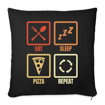Eat Sleep Pizza Repeat - Sofa pillowcase 17,3'' x 17,3'' (45 x 45 cm) - black - Front