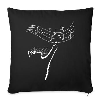 Chat mélomane - Housse de coussin décorative 45 x 45 cm - noir - Devant