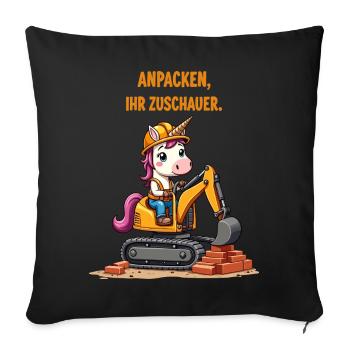Maître excavatrice licorne - Housse de coussin décorative 45 x 45 cm - noir - Devant