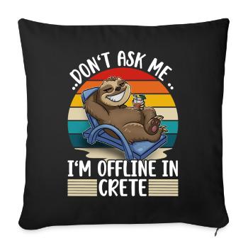Crete Holiday Travel Sloth - Sofa pillowcase 17,3'' x 17,3'' (45 x 45 cm) - black - Front