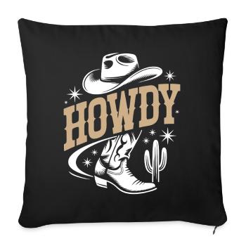 Howdy - Western Cowboy with Hat and Cactus - Sofa pillowcase 17,3'' x 17,3'' (45 x 45 cm) - black - Front