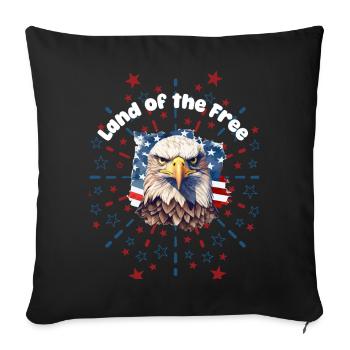 Terre de la liberté – Design patriotique - Housse de coussin décorative 45 x 45 cm - noir - Devant