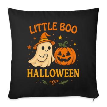 Little Boo fantôme avec motif de citrouille Halloween - Housse de coussin décorative 45 x 45 cm - noir - Devant