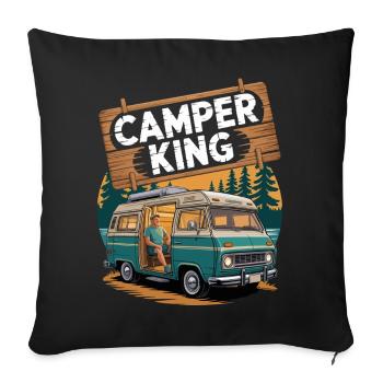 Camper King Nature Adventure Tee - Sofa pillowcase 17,3'' x 17,3'' (45 x 45 cm) - black - Front
