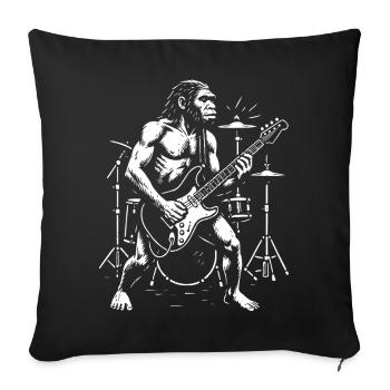 Wild Homo Erectus Guitariste en Mode Chromatique - Housse de coussin décorative 45 x 45 cm - noir - Devant