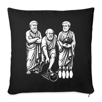Ancient Greek Philosophers play bowling - Sofa pillowcase 17,3'' x 17,3'' (45 x 45 cm) - black - Front