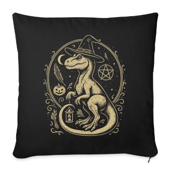 Witches Dino with Hat and Halloween Symbols - Sofa pillowcase 17,3'' x 17,3'' (45 x 45 cm) - black - Front