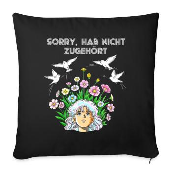 Forgotten words with flowers and birds - Sofa pillowcase 17,3'' x 17,3'' (45 x 45 cm) - black - Front