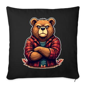 Bear in Plaid Flannel - Sofa pillowcase 17,3'' x 17,3'' (45 x 45 cm) - black - Front