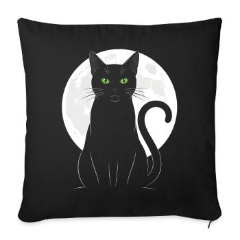 Black Cat Full Moon Mystic for Cat Fans - Sofa pillowcase 17,3'' x 17,3'' (45 x 45 cm) - black - Front