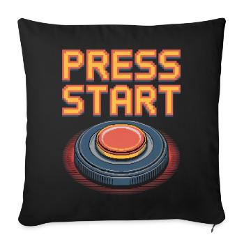 Press Start Retro Gaming Pixel Arcade Button - Sofa pillowcase 17,3'' x 17,3'' (45 x 45 cm) - black - Front