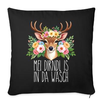Mei Dirndl is in da Wäsch - Housse de coussin décorative 45 x 45 cm - noir - Devant