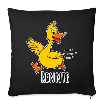 Un joyeux petit canard qui court - une course ! - Housse de coussin décorative 45 x 45 cm - noir - Devant
