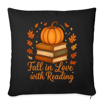 Books and Pumpkin - Fall in Love with Reading - Sofa pillowcase 17,3'' x 17,3'' (45 x 45 cm) - black - Front