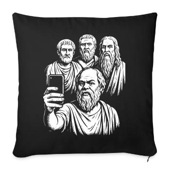 Altgriechische Philosophen Selfie - Sofakissenbezug 45 x 45 cm - Schwarz - Vorne