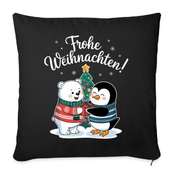 Eisbär Pinguin Weihnachtspullover süß Weihnachten - Sofakissenbezug 45 x 45 cm - Schwarz - Vorne