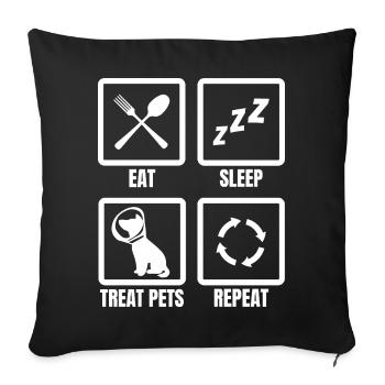 Manger Dormir Traiter les animaux de compagnie Répéter - Housse de coussin décorative 45 x 45 cm - noir - Devant