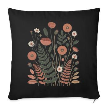 Boho Flowers – Blooming Harmony - Sofa pillowcase 17,3'' x 17,3'' (45 x 45 cm) - black - Front