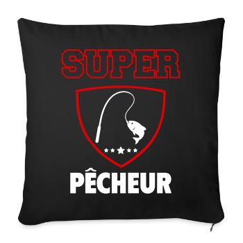 Super pêcheur, fête des pères, noël - Housse de coussin décorative 45 x 45 cm - noir - Devant
