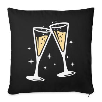 Sektglas Prosecco Sekt Alkohol Prost - Housse de coussin décorative 45 x 45 cm - noir - Devant